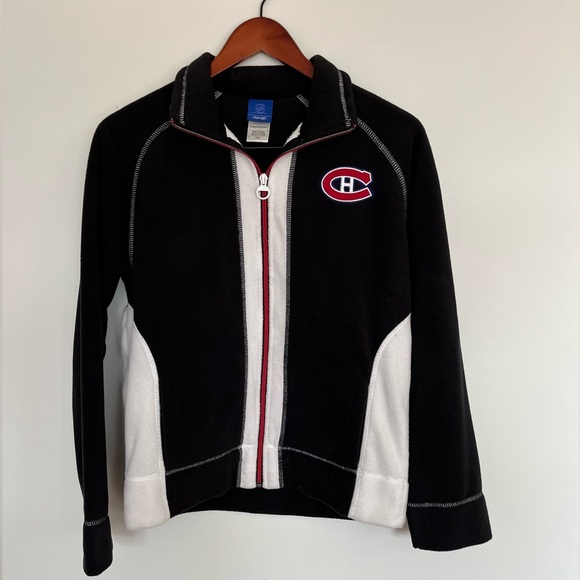 Reebok Black and White fleece Zip-Up Jacket with Montreal Canadian Logo medium - Picture 2 of 4